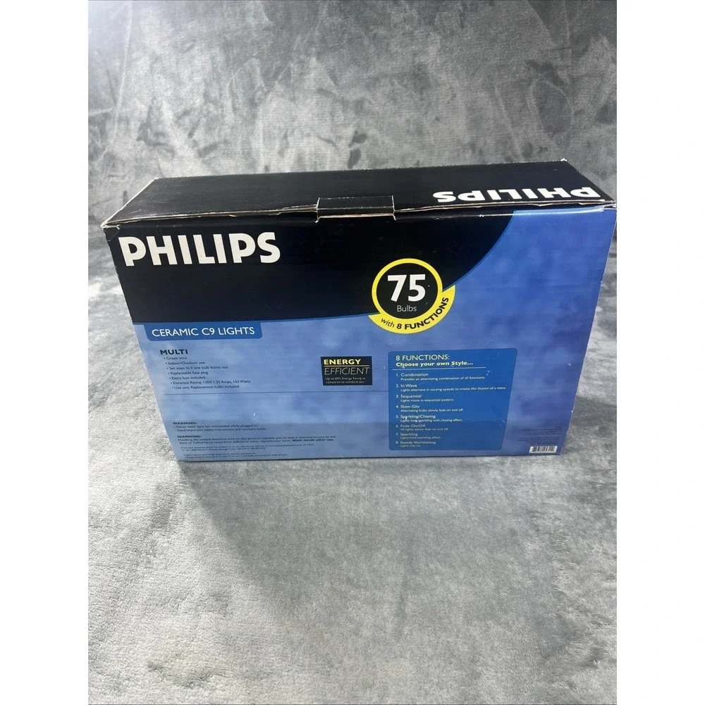 NEW Phillips Ceramic C9 Lights 75 Bulb Energy Saving LED Multi Color 8 Functions